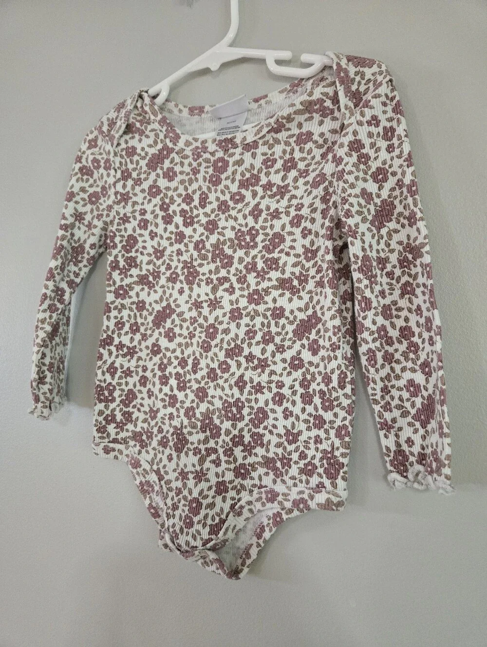 Nicole Miller New York Baby Girls Floral Ribbed Bodysuit 24M